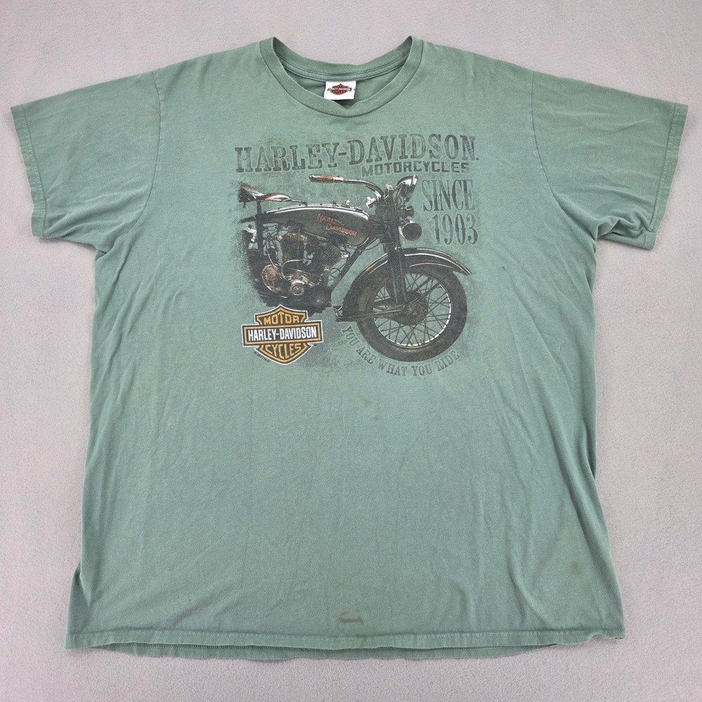Harley-Davidson Dallas Texas Graphic T-Shirt Sage Green Biker Tee Mens XL